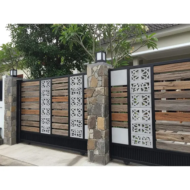 Pagar Batu Alam Berpadu Besi Minimalis, Gaya Rustic Elegan