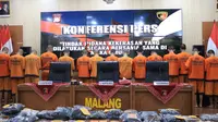 Para tersangka perusakan pos polisi di Malang