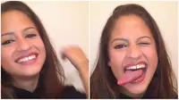 Dengan lidahnya yang sangat panjang, seorang wanita yang tinggal di Florida bisa dianggap sebagai salah satu 'manusia karet'. (Sumber cuplikan video Gerkary Bracho)