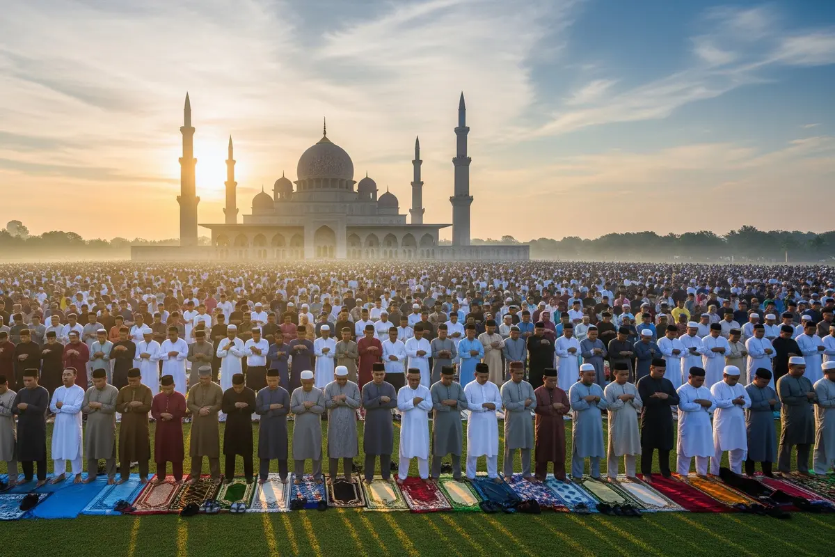 Ilustrasi Sholat Ied/Gemini AI