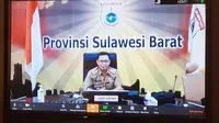 Juru Bicara Gugus Tugas Penaganan Covid-19 Sulbar Safaruddin Sanusi saat video conference (Abdul Rajab Umar/Liputan6.com)
