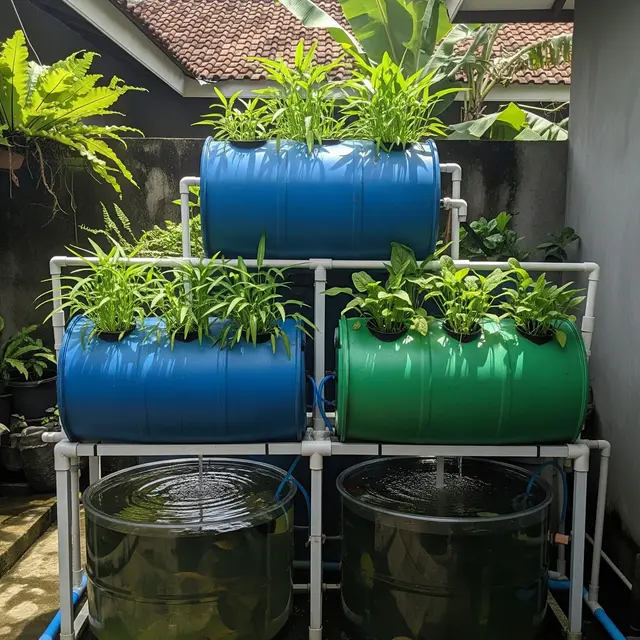 9 Ide Halaman Produktif dengan Kangkung, Bayam, dan Ikan Nila dalam Drum