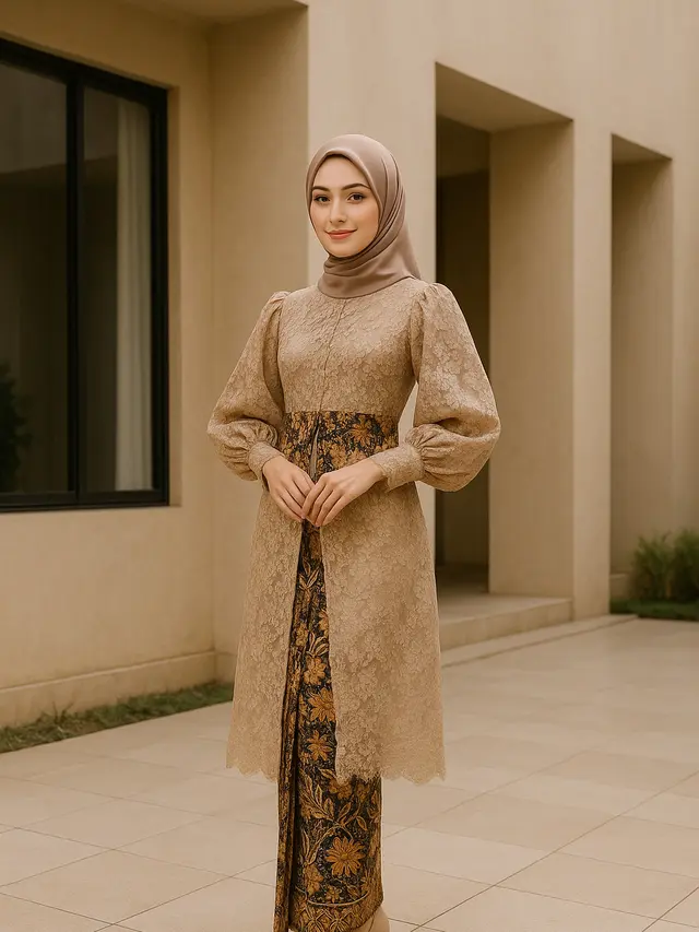 Model Brokat Panjang Bawahan Batik