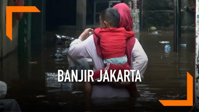 Hujan di hulu Sungai Ciliwung menyebabkan banjir di sebagian wilayah Jakarta.