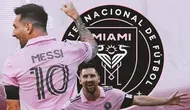 Inter Miami - Ilustrasi Lionel Messi dan Logo (Bola.com/Adreanus Titus)