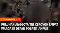 Sejumlah anggota TNI diduga mengeroyok empat warga di depan Polres Jakarta Pusat, Kamis dini hari. Akibat kejadian ini, keempat korban babak belur setelah dipukul dan ditendang para pelaku.