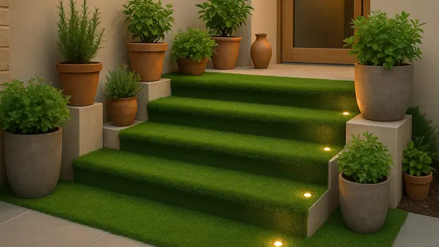 Model Teras dengan Rumput Sintetis yang Cozy dan Estetik (Foto: ChatGPT)