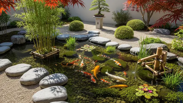 Inspirasi Kolam Ikan Dangkal ala Jepang untuk Halaman Rumah Kecil/Foto: AI Generated
