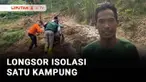 Longsor mengisolasi warga perkampungan di Kabupaten Bogor, Jawa Barat. Petugas BPBD dan Satpol PP dikerahkan untuk membantu warga melintasi jalan yang tertimbun longsor.