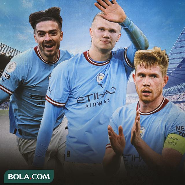 Ilustrasi - Kevin de Bruyne, Erling Haaland, Jack Grealish