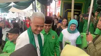 Bakal calon presiden Ganjar Pranowo bersilaturahmi dengan DPW PPP Sulawesi Utara di Kota Manado, Kamis (18/5/2023). (Liputan6.com/ Delvira Hutabarat)