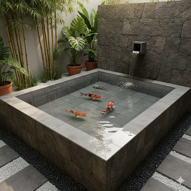Desain Kolam Ikan Keramik Minimalis