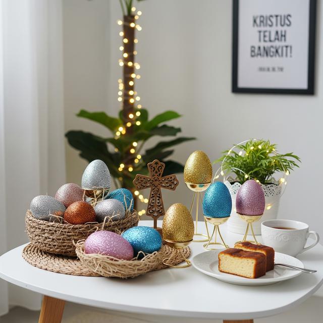 13. Telur Glitter dan Metalik