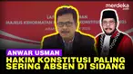 Dalam laporan tersebut disampaikan dari 589 pelaksaan sidang pleno, Anwar Usman 508 menghadiri sidang dan 81 tidak hadir.