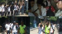 Para siswa yang terjaring kemudian di masukkan dalam truk dan di bawa ke aula Kecamatan Kaliwungu untuk di lakukan pembinaan.