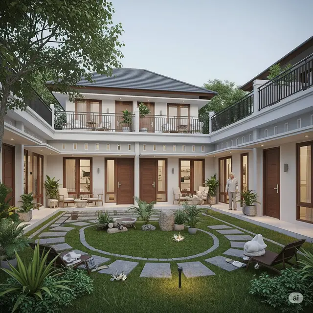 Model Rumah Sederhana Masa Tua yang Nyaman Rumah Multi-Generasi. Foto: Gemini