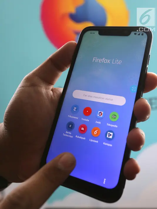 Tampilan Firefox Lite pada ponsel berbasis Android saat peluncuran Firefox Lite dan ScreenshotGo di Jakarta, Kamis (1/11). Mozilla mengumumkan rebranding dari produk mobile browser bernama Firefox Lite. (Merdeka.com/Arie Basuki)