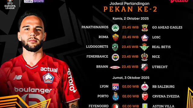 Jadwal UEL pekan kedua tayang eksklusif di Vidio. (dok. vidio.com)