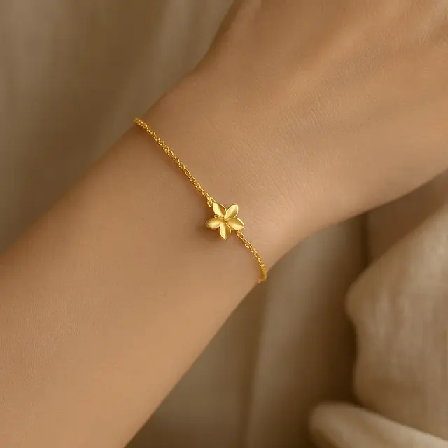 Model Gelang Emas Elegan 2 Gram Motif Bunga dan Kupu Trendi