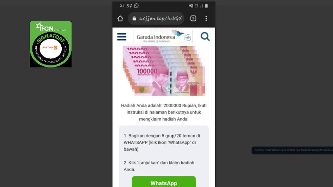 Penelusuran informasi Garuda Indonesia bagikan uang Rp 2 juta