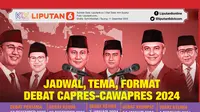 Infografis Jadwal, Tema, Format Debat Capres-Cawapres 2024. (Liputan6.com/Gotri/Abdillah)