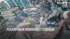 Sebuah perampokan dan penyanderaan di dalam sebuah minimarket terekam kamera CCTV dan beredar di media sosial.