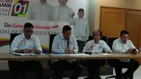 Wakil Bendahara Umum TKN Jokowi Maruf, Juliari P Batubara saat menggelar jumpa pers terkait dana sumbangan yang diterima. (Merdeka.com)