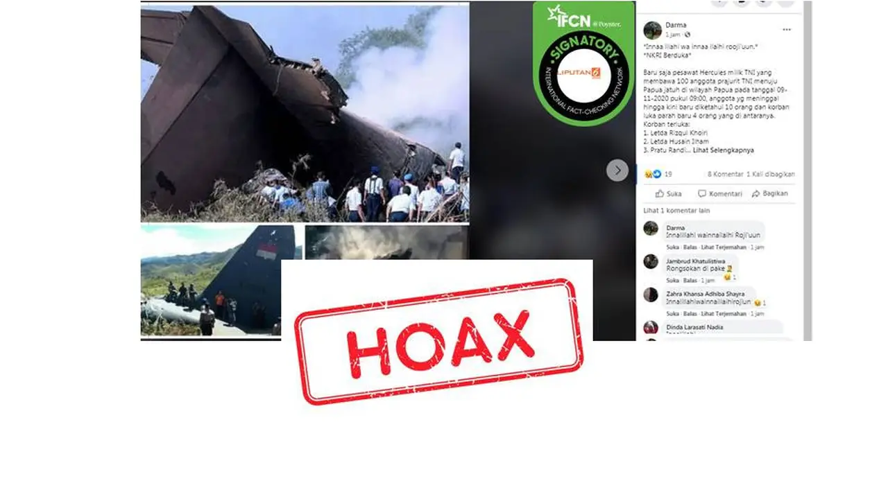 Cek Fakta pesawat TNI jatuh di Papua