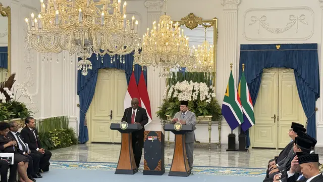 Presiden Prabowo Subianto dan Presiden Afrika Selatan Cyril Ramaphosa.
