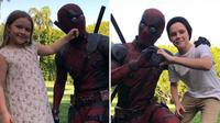 Anak-anak David Beckham berpose bersama Deadpool. (Instagram)
