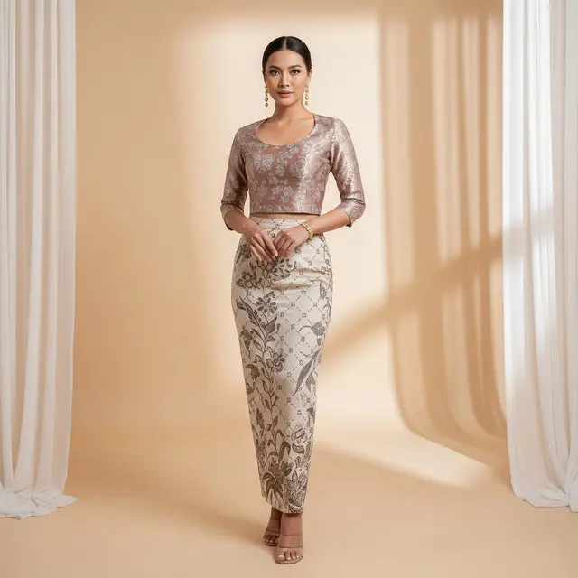 Atasan Brokat & Bawahan Rok Batik (Image by Gemini AI)