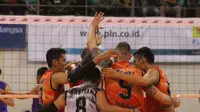 Palembang Bank Sumsel Babel mereaih kemenangan perdana di Proliga 2018. Tim asuhan Samsul Jais itu menang 3-2 atas BVN Bekasi di GOR Temenggung Abdul Djamal, Batam, Minggu (28/1/2018). (Humas PBVSI)
