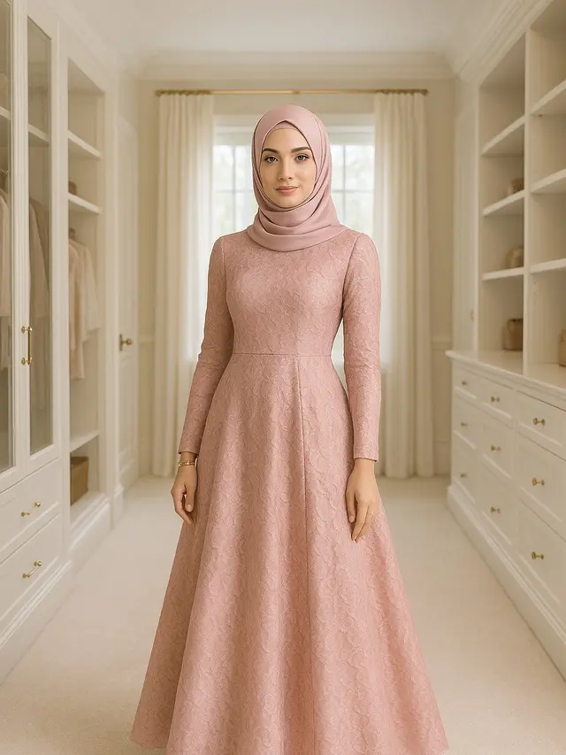 Tren Long Dress Brokat Hijab 2025 yang Elegan dan Syari