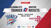 Jadwal NBA, Oklahoma City Thunder Vs Houston Rockets. (Bola.com/Dody Iryawan)