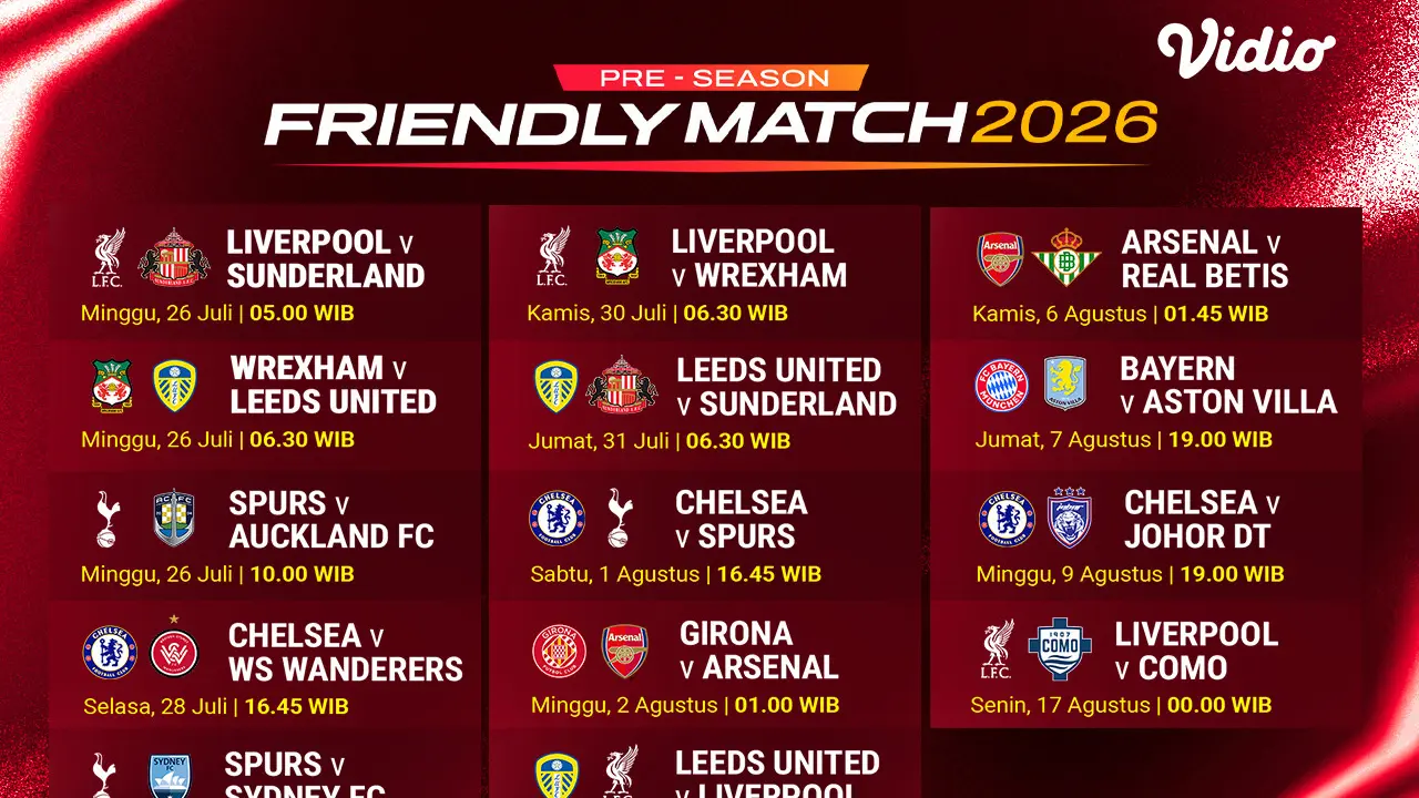 Jadwal Pre-season Friendly Match 2026