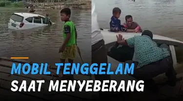 Beredar video sebuah mobil tenggelam saat hendak menyeberang sungai di Sungai Konaweeha, Desa Lalonggaku, Kecamatan Bondoala, Kabupaten Konawe.