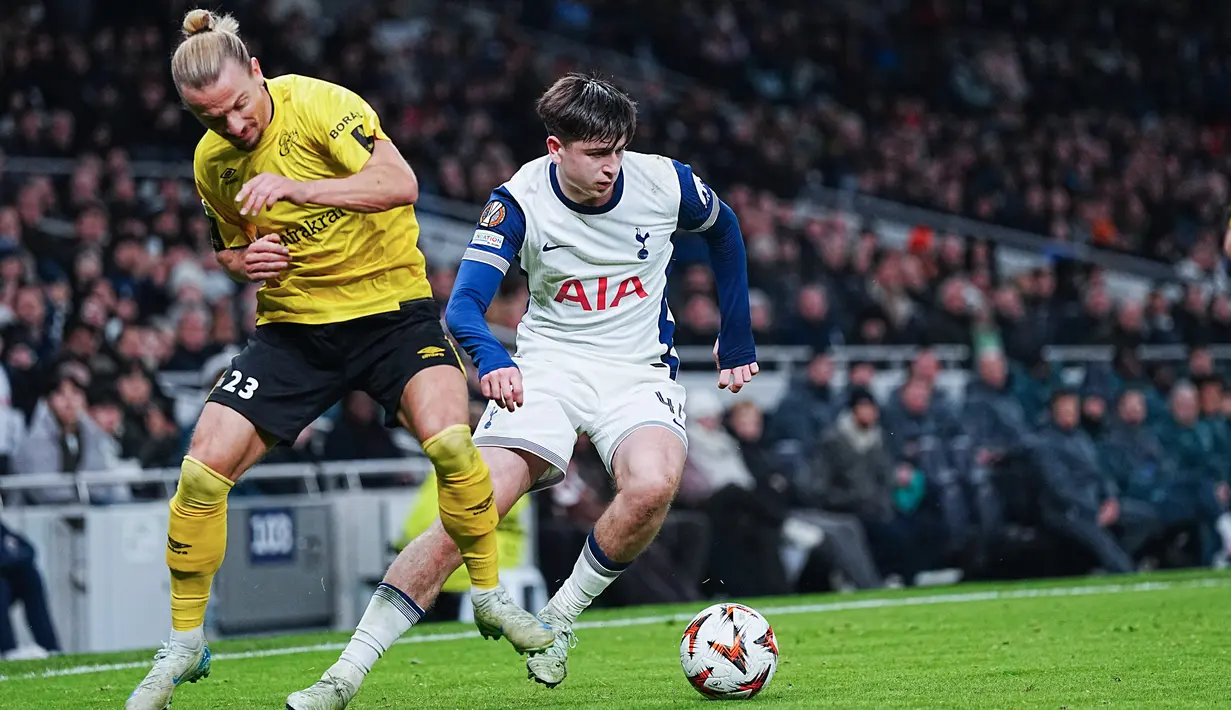 Tottenham Hotspur menang telak 3-0 atas Elfsborg dalam pamungkas fase Liga Europa di Tottenham Hotspur Stadium, Jumat (31/1/2025) dini hari WIB. (AP Photo/Dave Shopland)