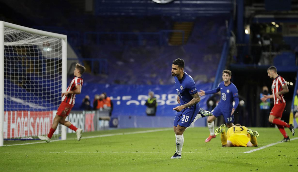 Pada menit 90 + 3.29, Emerson yang mendapat umpan dari Pulisic melepaskan tendangan keras yang membobol gawang Jan Oblak. (AP Photo/Matt Dunham)