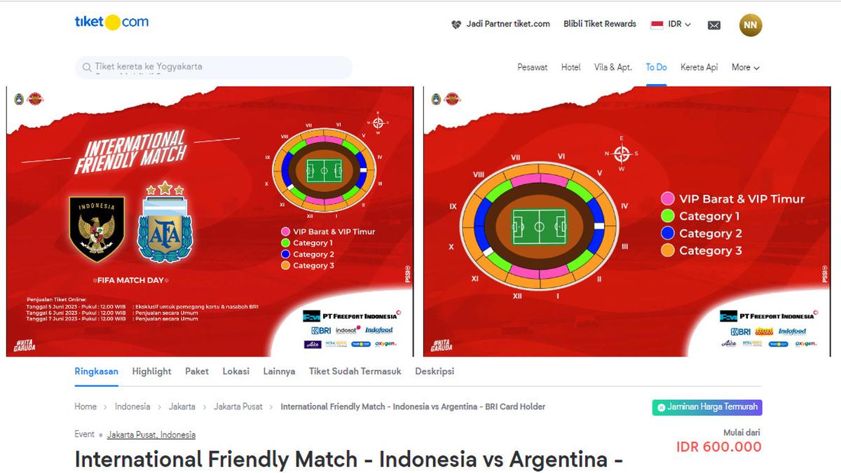 War Tiket Laga Indonesia Vs Argentina Kurang Dari 15 Menit Ludes