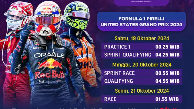 Jadwal Balap Formula 1 Pirelli United States Grand Prix 2024 di Viidio