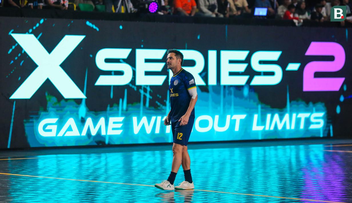 Pemain Fury Squad, Falcao saat laga perebutan peringkat ketiga Futsal X Series 2 melawan Lynx Hunters yang berlangsung di GOR UNJ, Rawamangun, Jakarta, Minggu (18/01/2026). (Bola.com/Bagaskara Lazuardi)