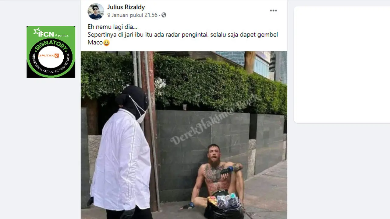 Cek Fakta Liputan6.com menelusuri klaim foto petarung MMA Conor McGregor menjadi gembel