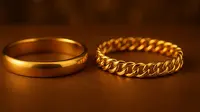 Gelang Emas 24 Karat Polos vs Rantai (created by AI)