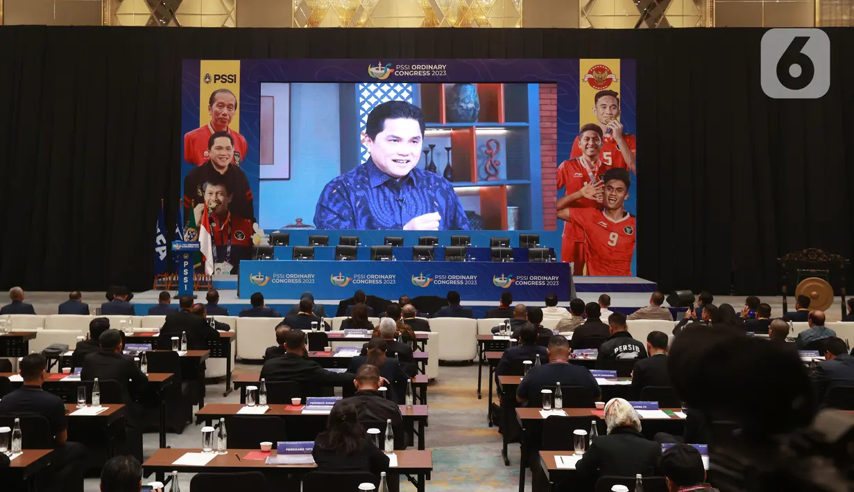 Tak hanya Erick Thohir, Ketua KOI, Raja Sapta Oktohari, dan Ketua KONI, Marciano Norman juga memberikan sambutannya lewat rekaman video. (Bola.com/M Iqbal Ichsan)