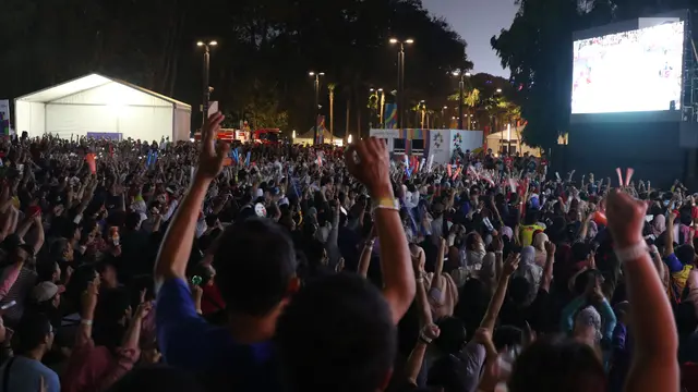 Ketegangan Suporter Indonesia Saat Nobar Bulutangkis Asian Games 2018