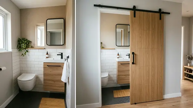 Pintu PVC dengan Motif Kayu Minimalis (AI Generated)