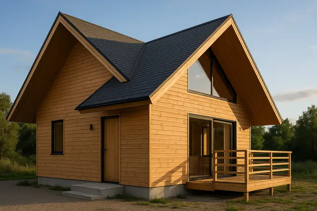 4. Rumah Kayu dengan Atap Pelana Menyilang