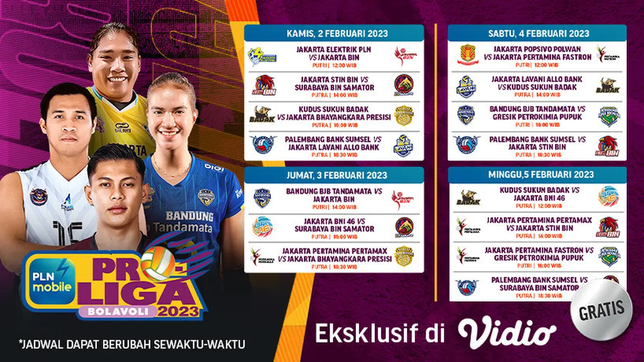 Siaran Langsung Proliga 2023 Putaran Kedua di Vidio 2 sampai 5 Februari : 14 Tim Siap Bersaing