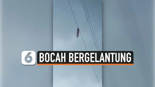 VIDEO: Detik-Detik Bocah Tergantung Tinggi di Kabel Sutet