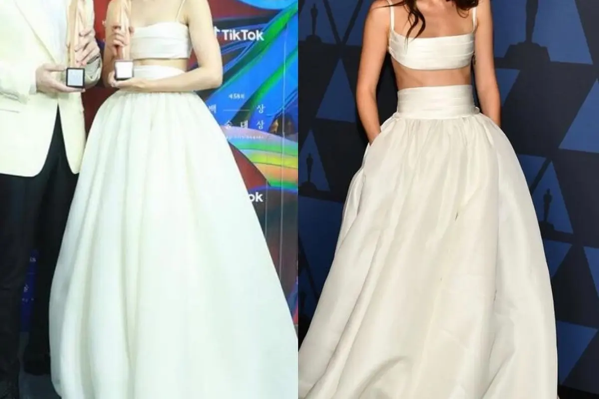 Kim Tae Ri Duplikasi Oufit Dakota Johnson dengan Dress Putih dan Anting Seharga Rp5 Miliar untuk Baeksang Awards ke-58